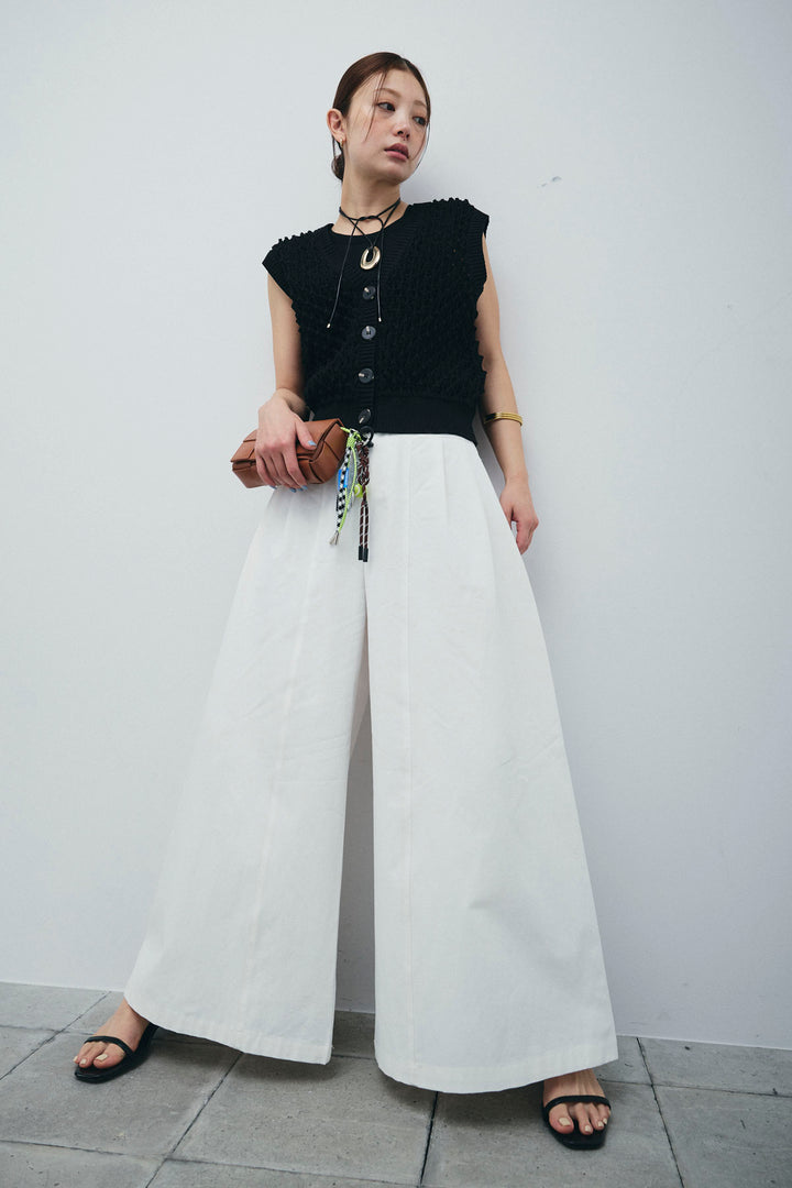 [予約/SET]カップ付きホルターネックタンク+バンピーステッチ2WAYベスト+ベルト付きバギーパンツ(3set)