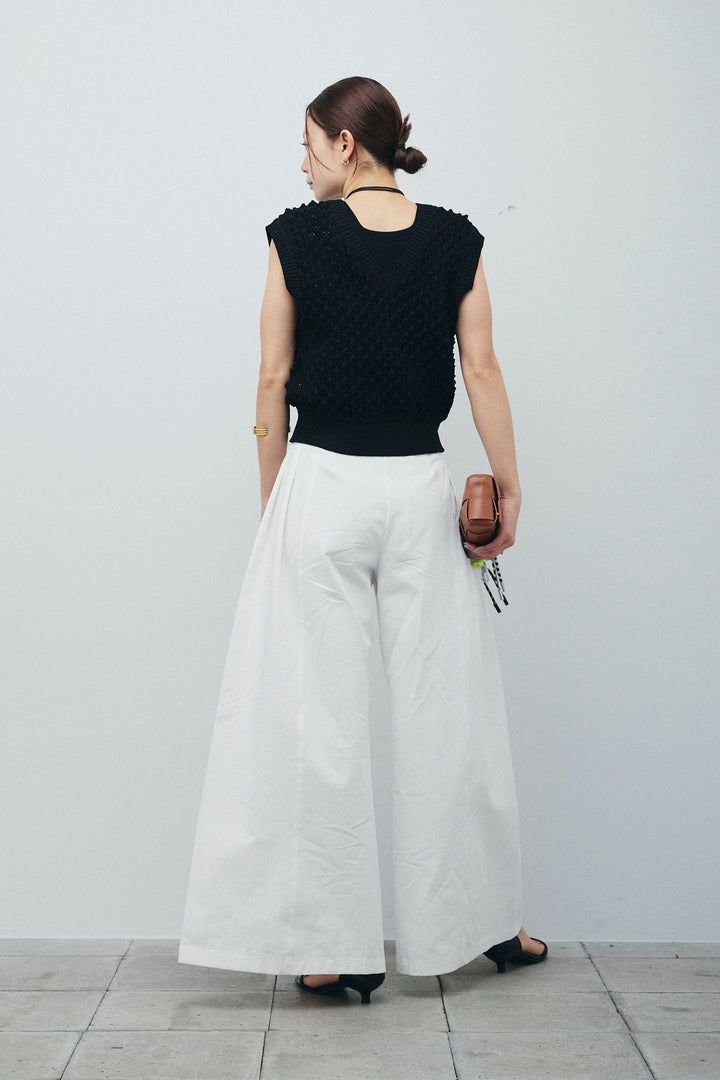 [予約/SET]カップ付きホルターネックタンク+バンピーステッチ2WAYベスト+ベルト付きバギーパンツ(3set)