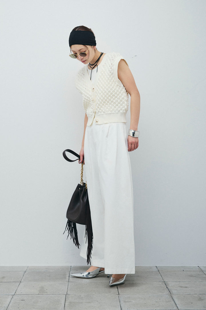 [予約/SET]カップ付きホルターネックタンク+バンピーステッチ2WAYベスト+ベルト付きバギーパンツ(3set)