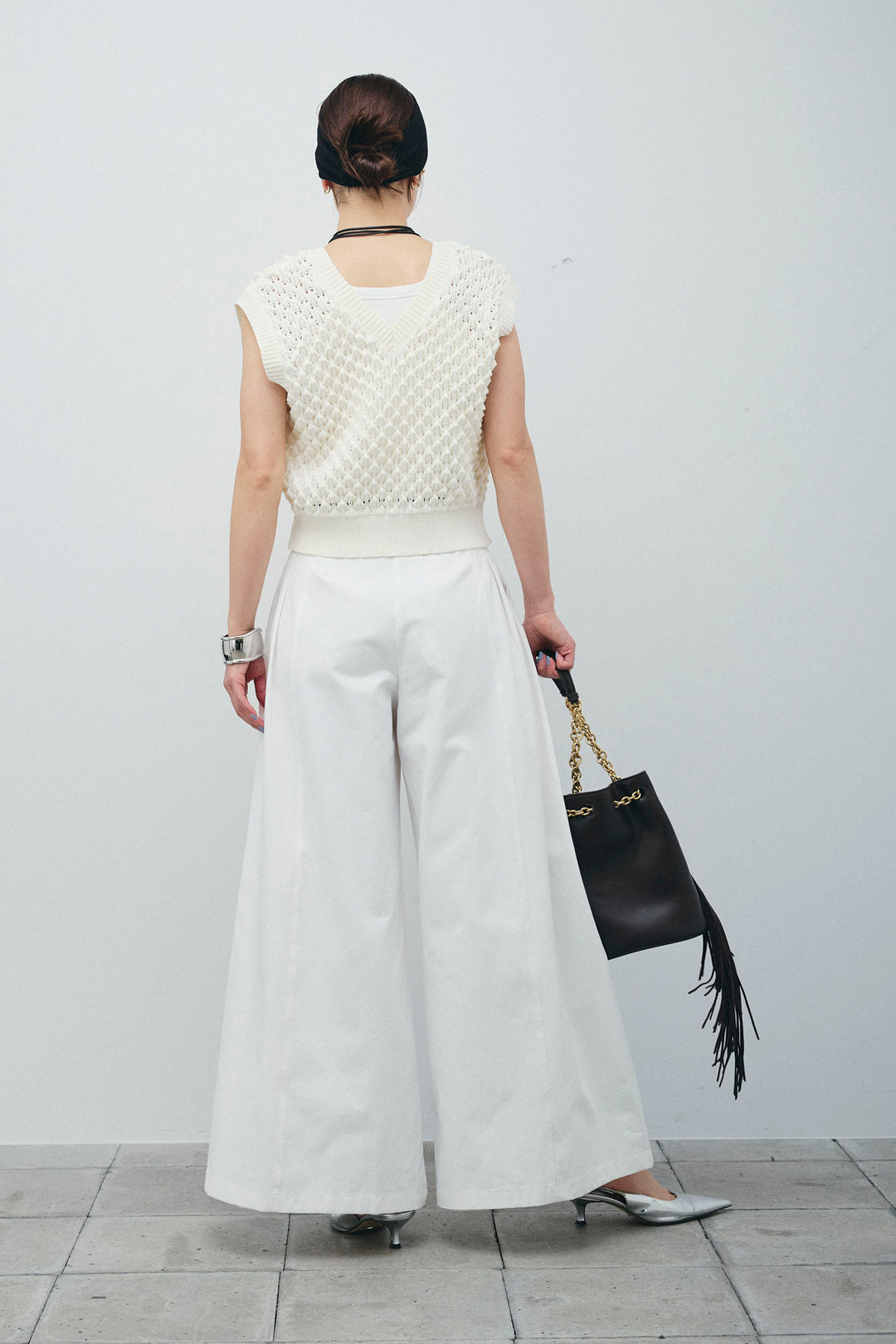 [予約/SET]カップ付きホルターネックタンク+バンピーステッチ2WAYベスト+ベルト付きバギーパンツ(3set)