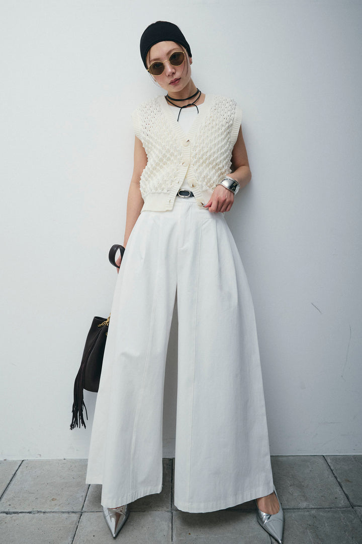 [予約/SET]カップ付きホルターネックタンク+バンピーステッチ2WAYベスト+ベルト付きバギーパンツ(3set)