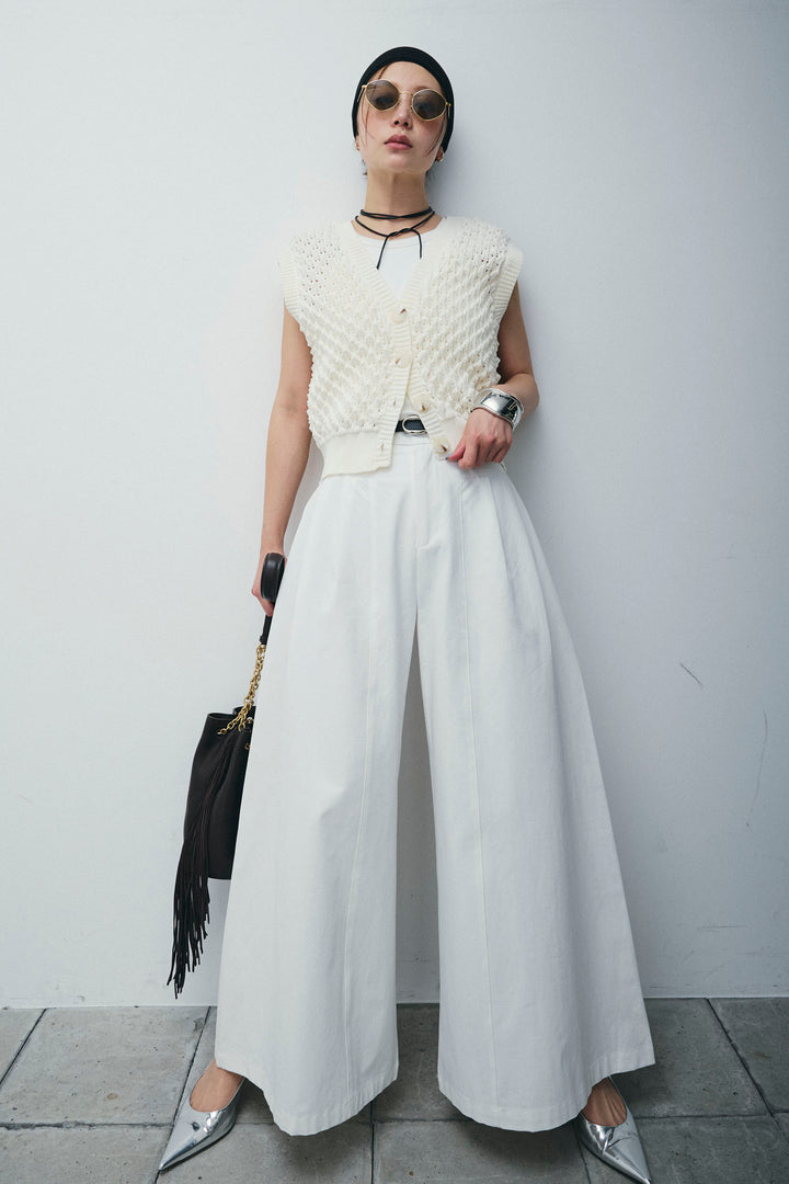 [予約/SET]カップ付きホルターネックタンク+バンピーステッチ2WAYベスト+ベルト付きバギーパンツ(3set)