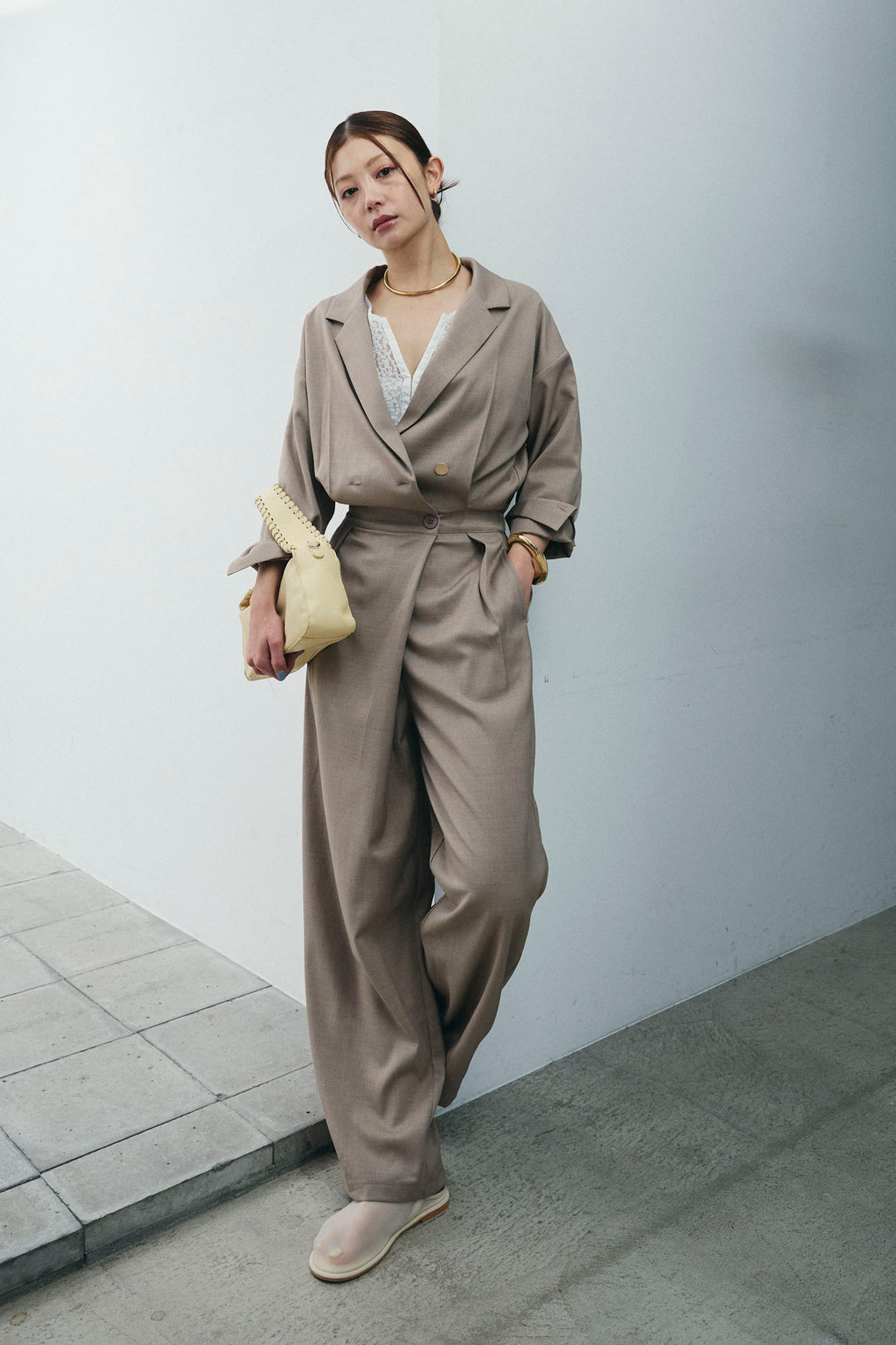 [予約/SET]レースフロントホックPO+テーラーカラーオールインワン(2set)