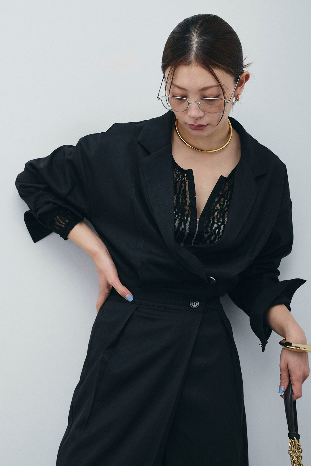 [予約/SET]レースフロントホックPO+テーラーカラーオールインワン(2set)