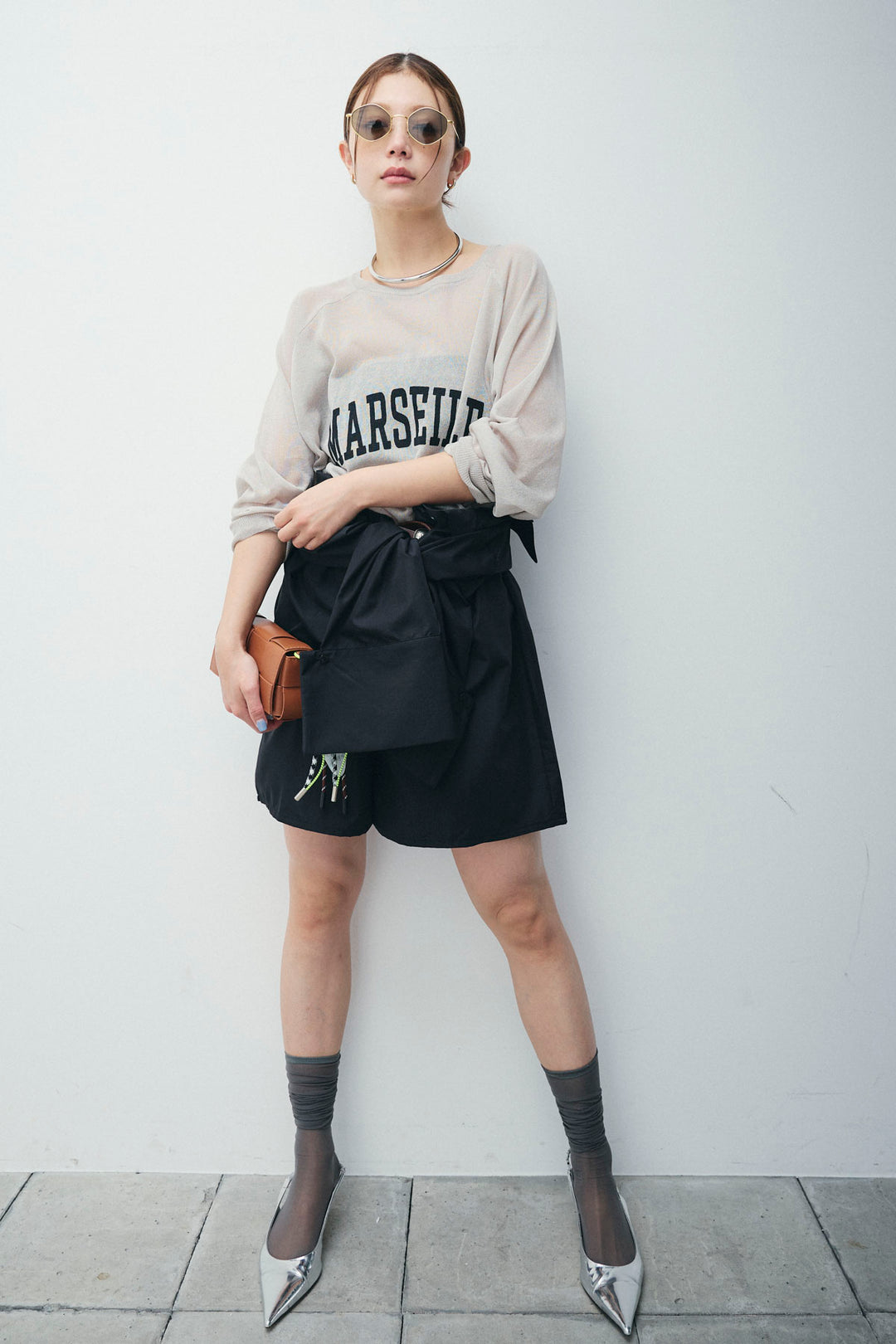 [予約/SET]ロゴプリントシアーニット+ブロードシャツロンパース(2set)