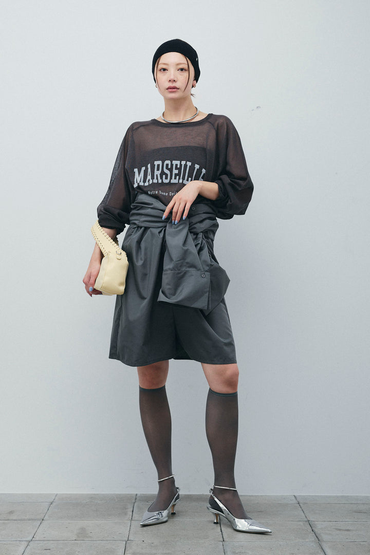 [予約/SET]ロゴプリントシアーニット+ブロードシャツロンパース(2set)