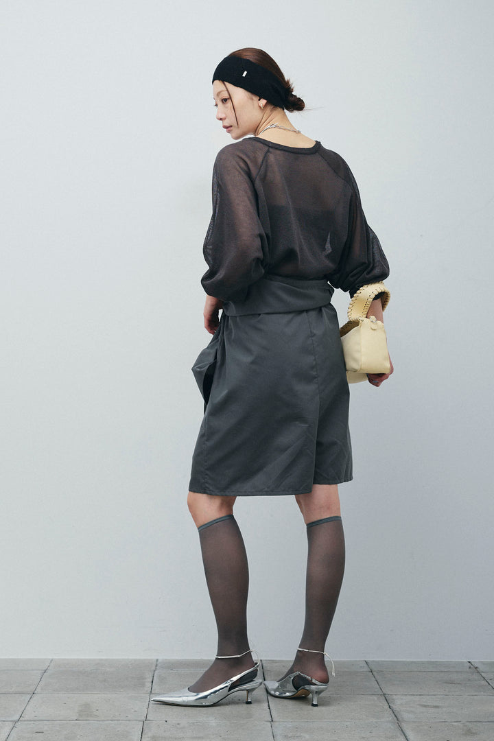 [予約/SET]ロゴプリントシアーニット+ブロードシャツロンパース(2set)