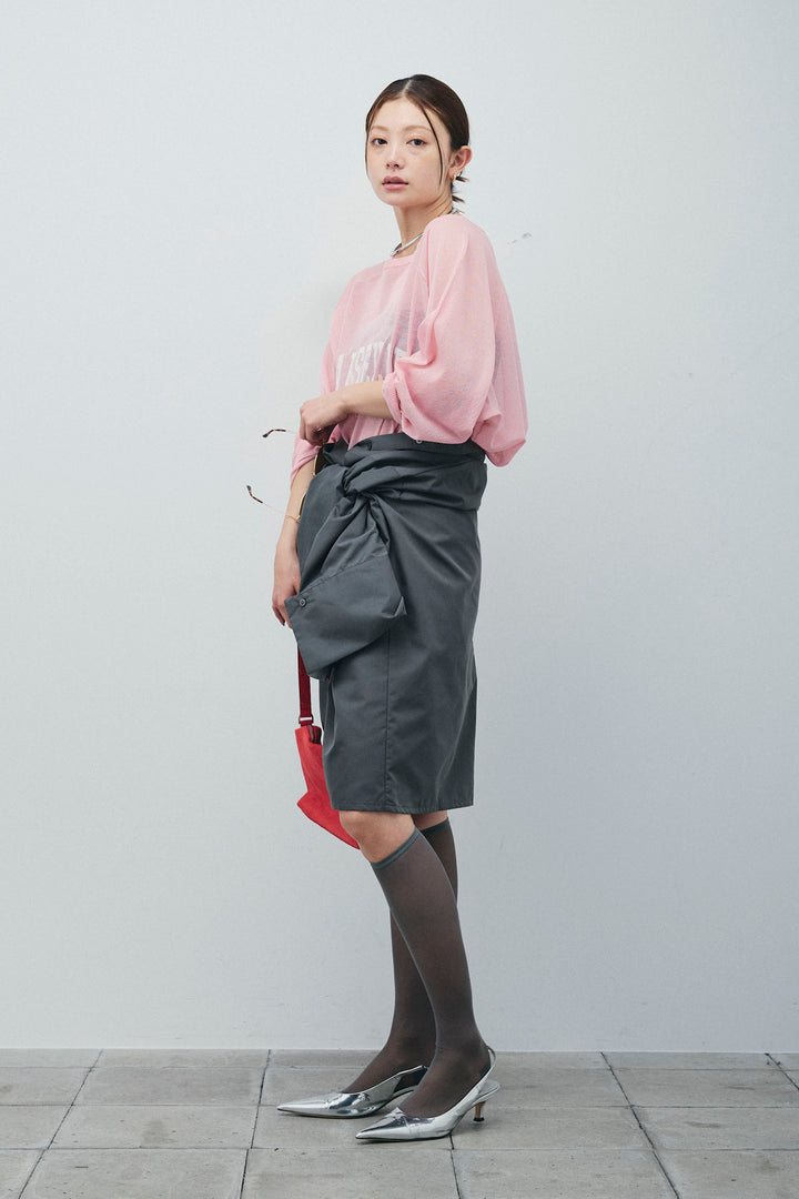 [予約/SET]ロゴプリントシアーニット+ブロードシャツロンパース(2set)