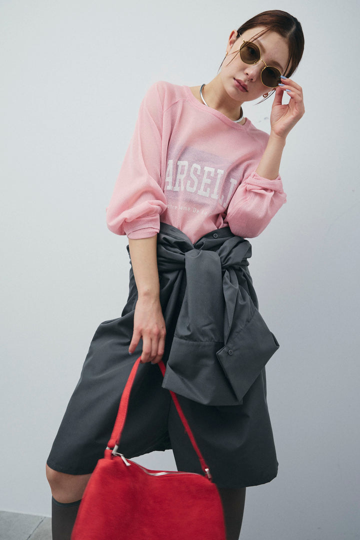 [予約/SET]ロゴプリントシアーニット+ブロードシャツロンパース(2set)