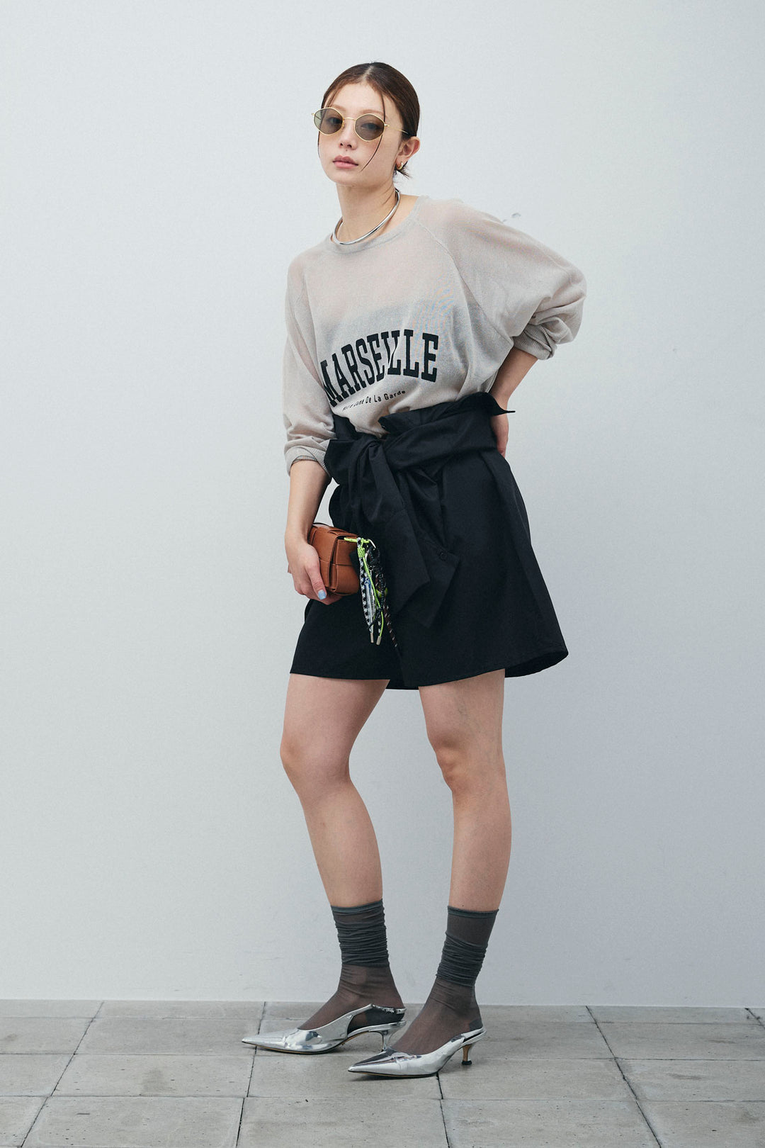 [予約/SET]ロゴプリントシアーニット+ブロードシャツロンパース(2set)