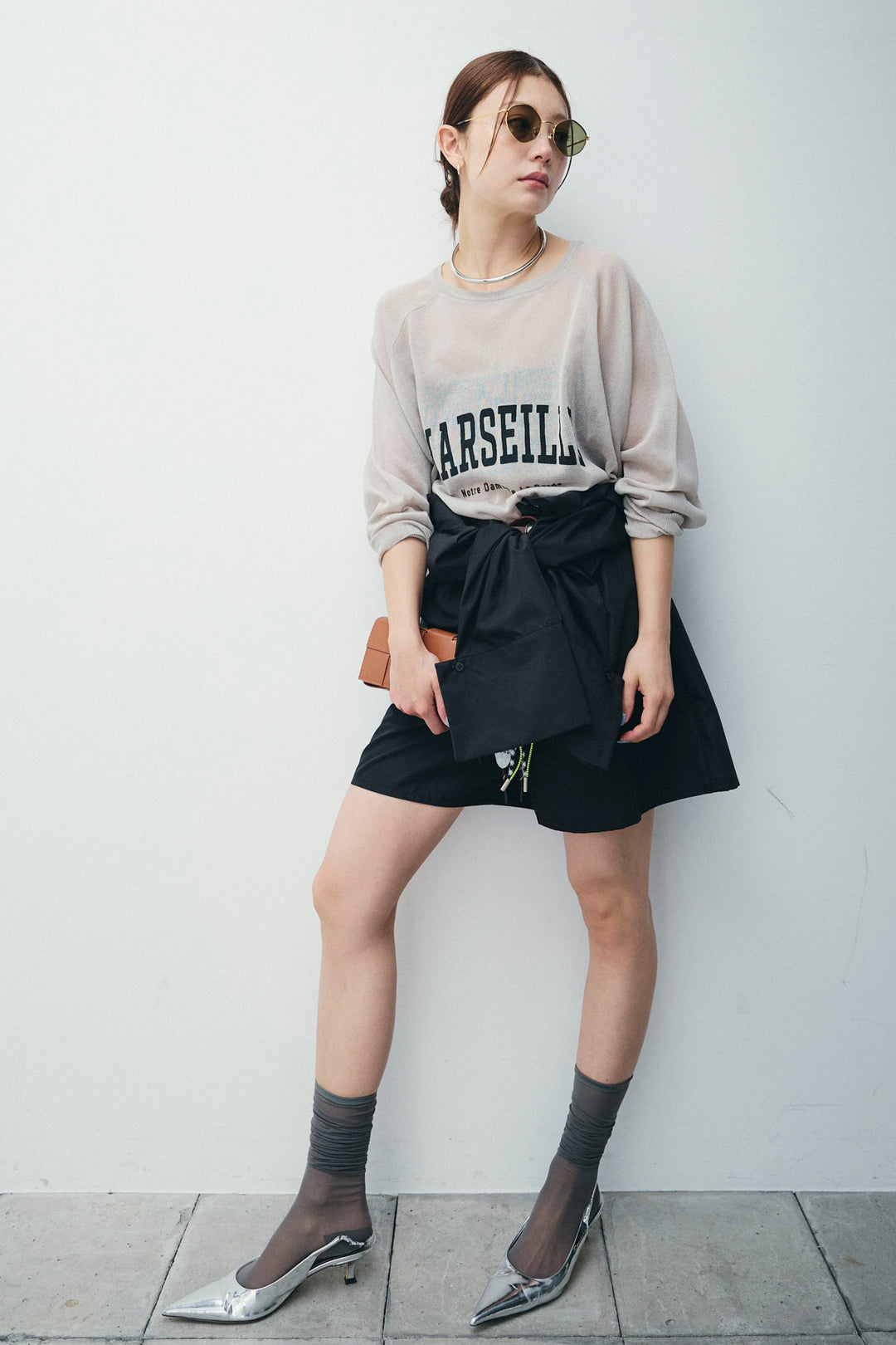 [予約/SET]ロゴプリントシアーニット+ブロードシャツロンパース(2set)