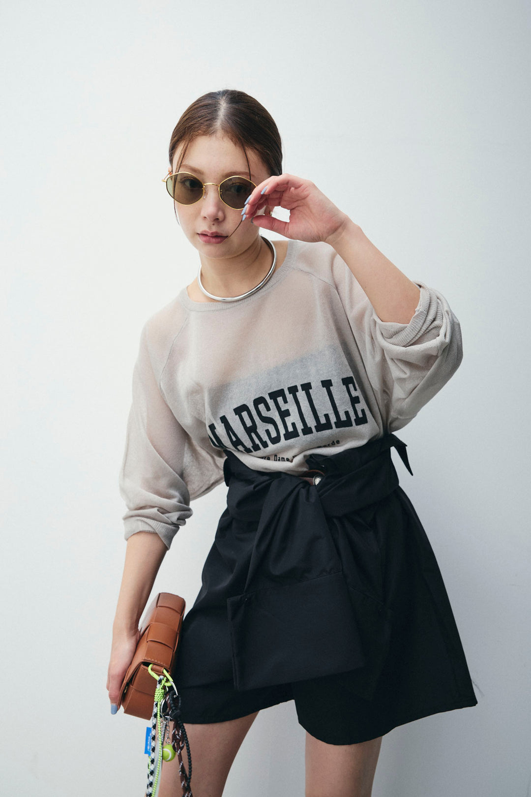 [予約/SET]ロゴプリントシアーニット+ブロードシャツロンパース(2set)