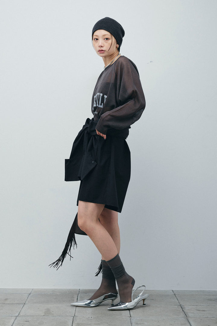 [予約/SET]ロゴプリントシアーニット+ブロードシャツロンパース(2set)