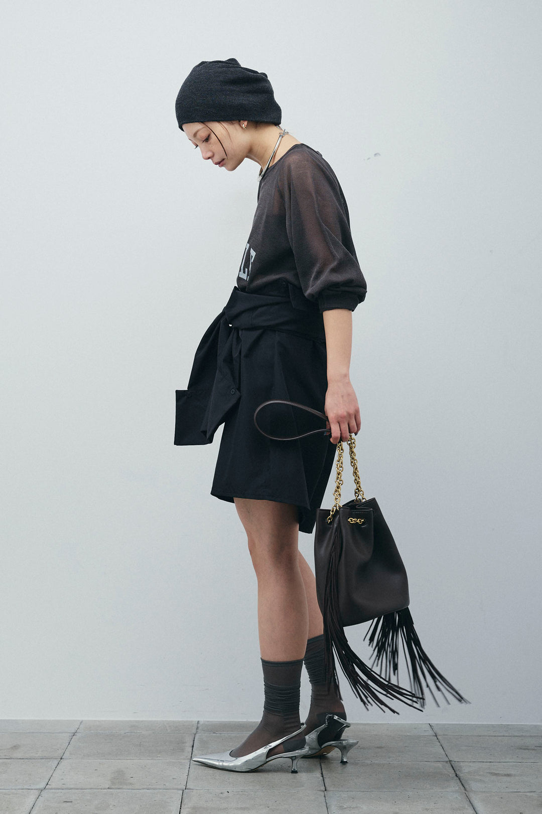 [予約/SET]ロゴプリントシアーニット+ブロードシャツロンパース(2set)