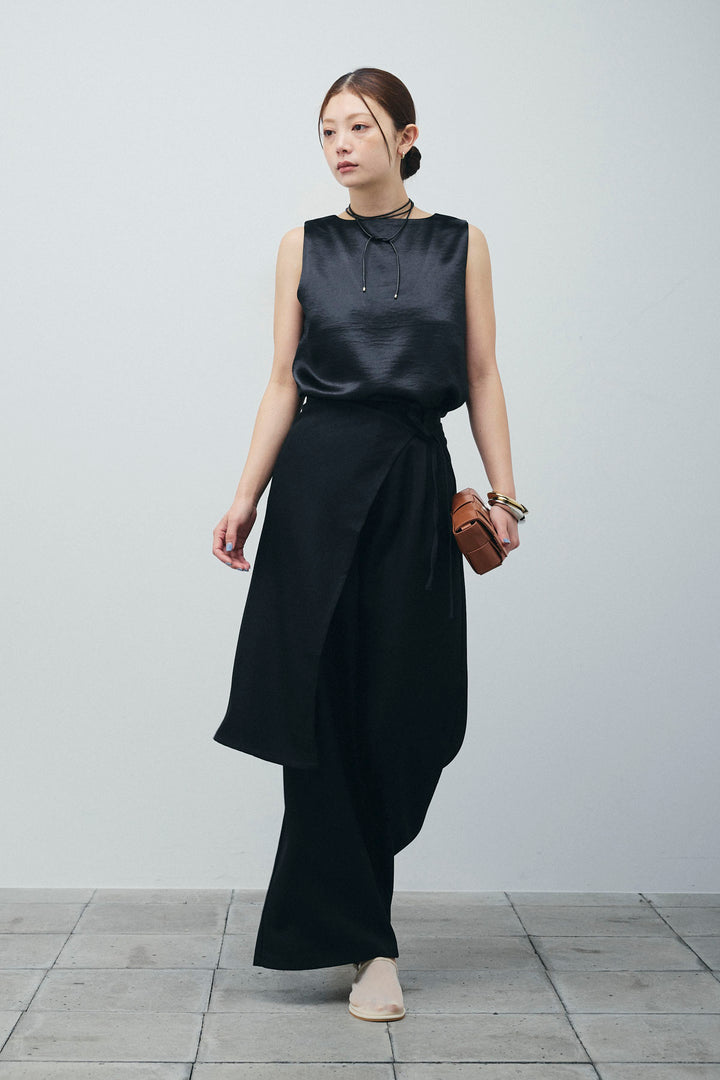 [予約]ヘザーツイルラップスカート付きパンツ