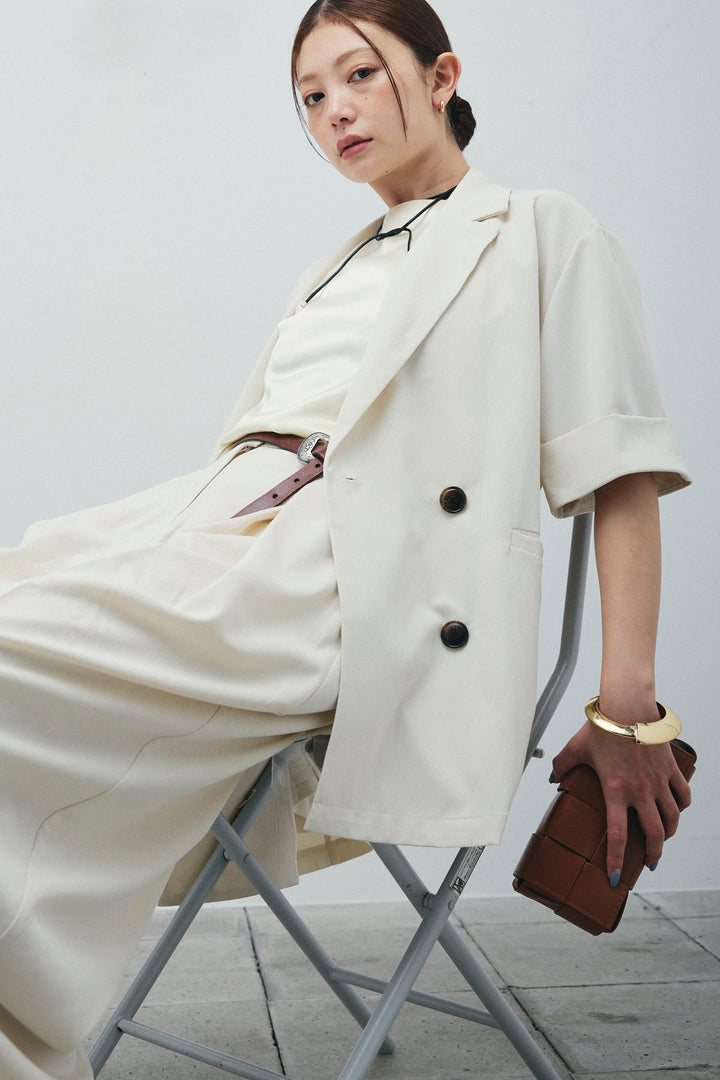 [予約]クレープ半袖ダブルジャケット
