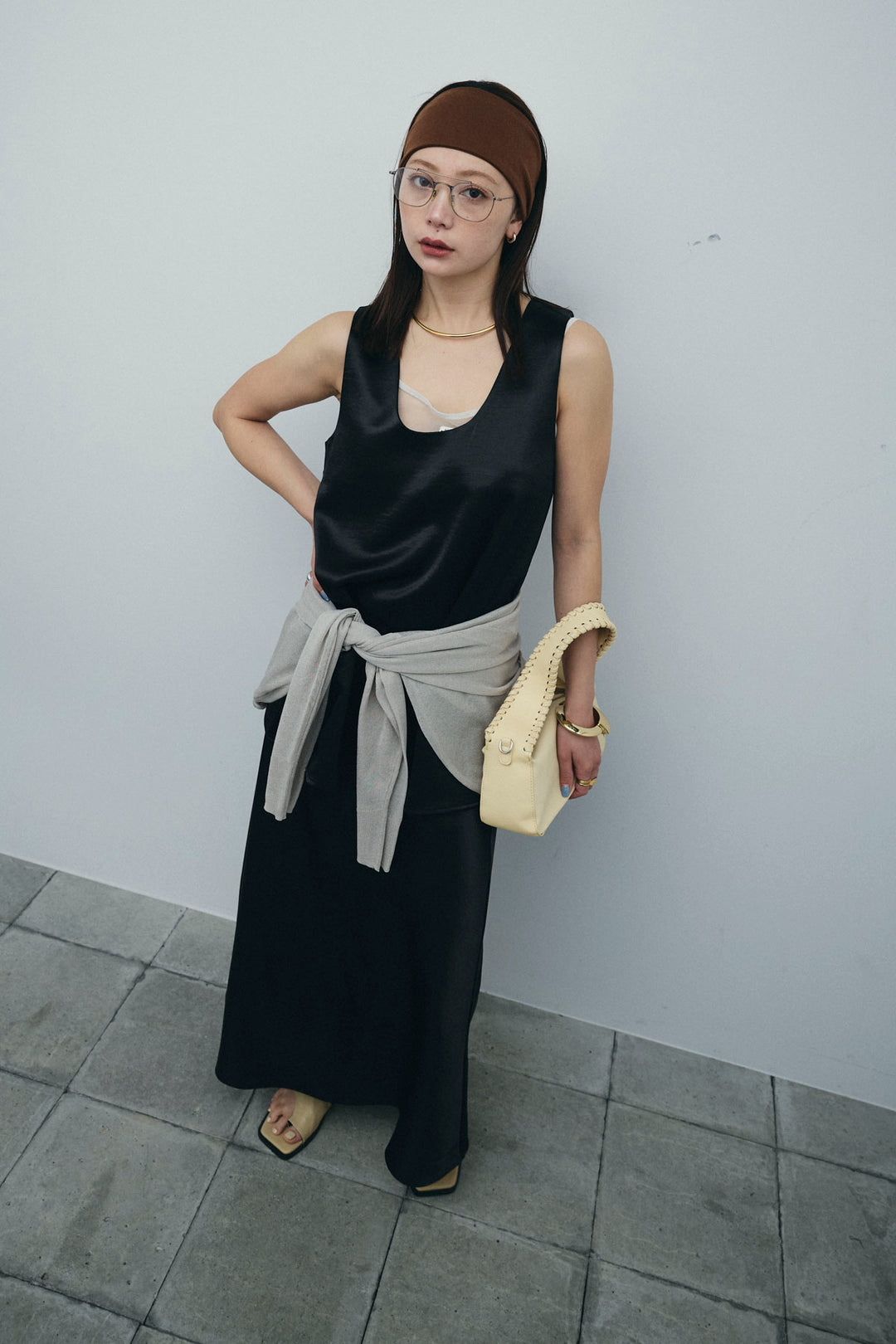 [予約/SET]サテン2wayトップス+サテンナロースカート(2set)