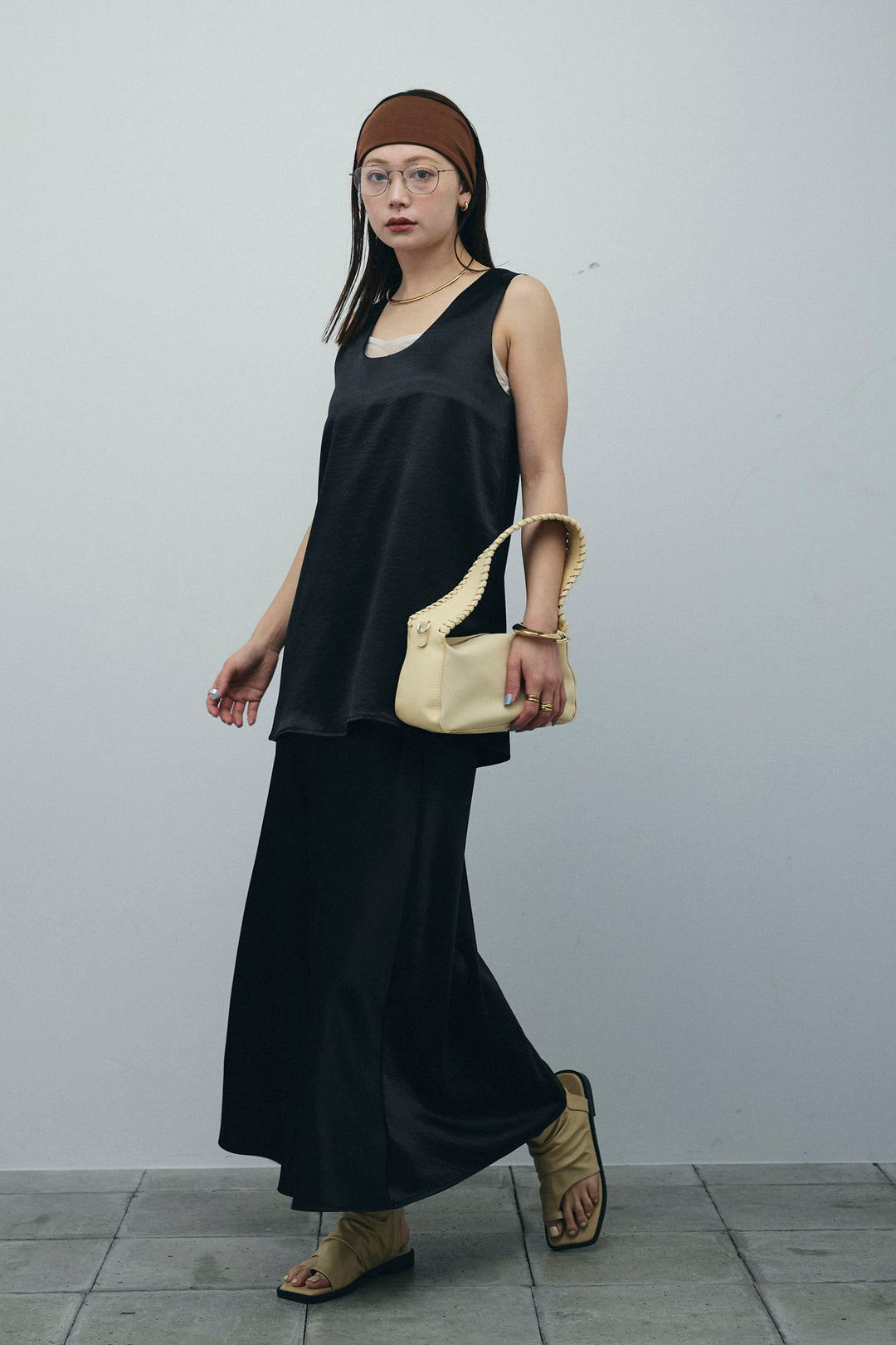 [予約/SET]サテン2wayトップス+サテンナロースカート(2set)