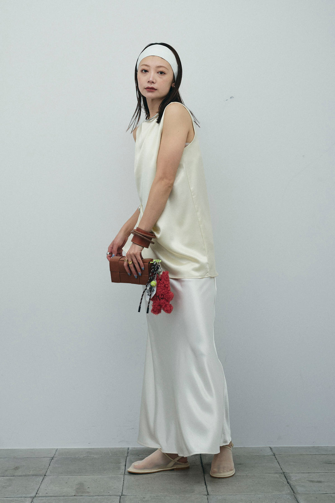 [予約/SET]サテン2wayトップス+サテンナロースカート(2set)