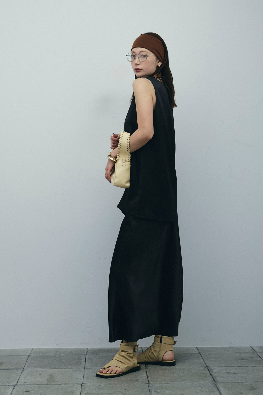 [予約/SET]サテン2wayトップス+サテンナロースカート(2set)