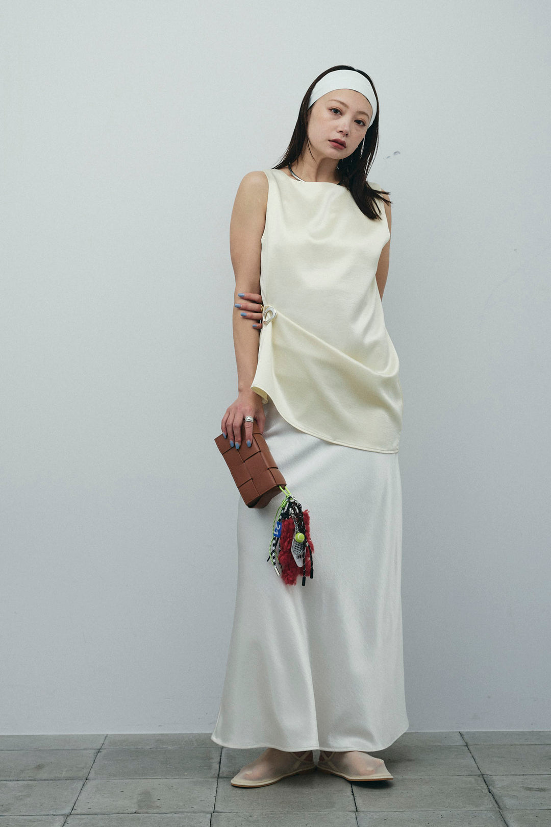 [予約/SET]サテン2wayトップス+サテンナロースカート(2set)