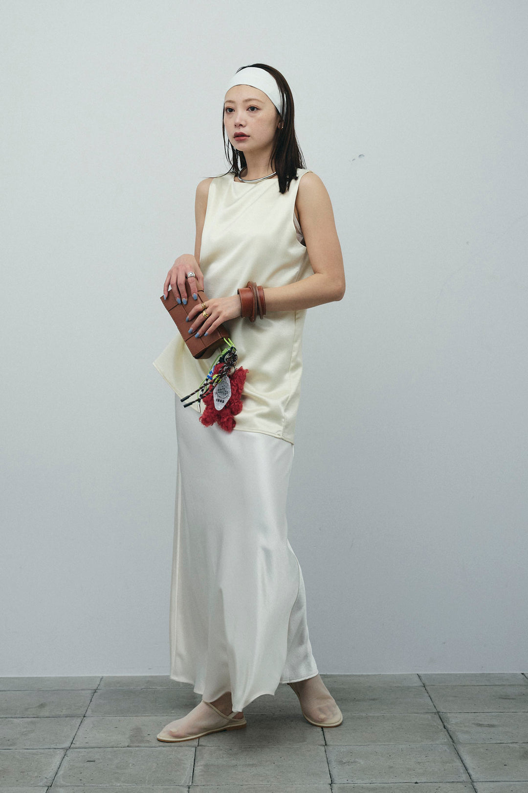 [予約/SET]サテン2wayトップス+サテンナロースカート(2set)