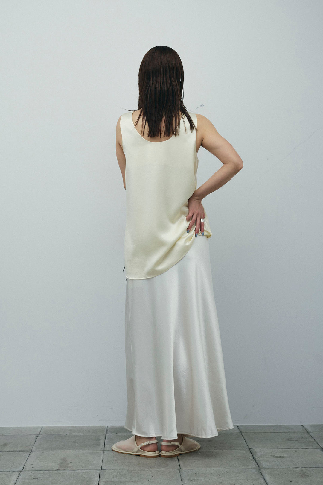 [予約/SET]サテン2wayトップス+サテンナロースカート(2set)