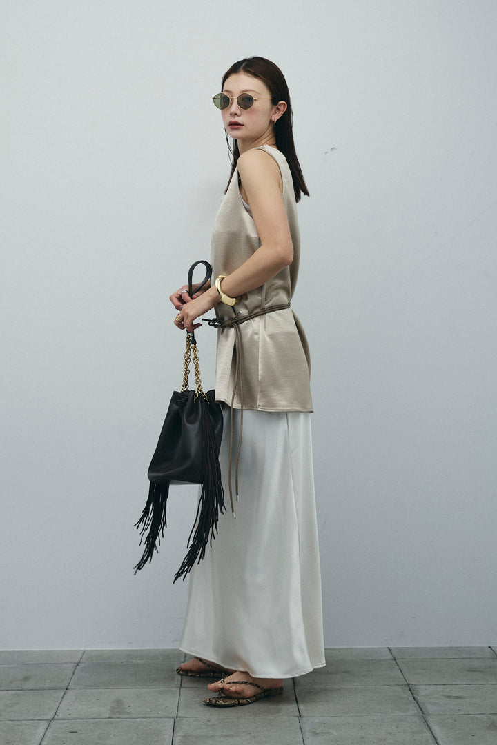 [予約/SET]サテン2wayトップス+サテンナロースカート(2set)