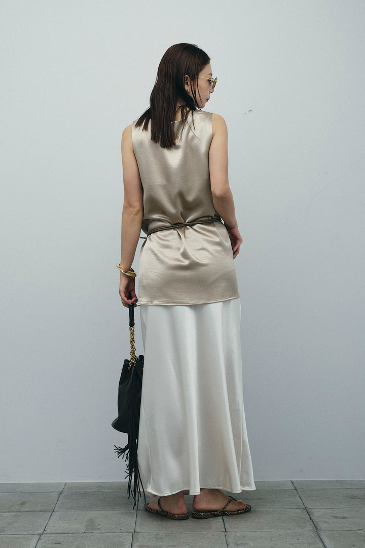 [予約/SET]サテン2wayトップス+サテンナロースカート(2set)