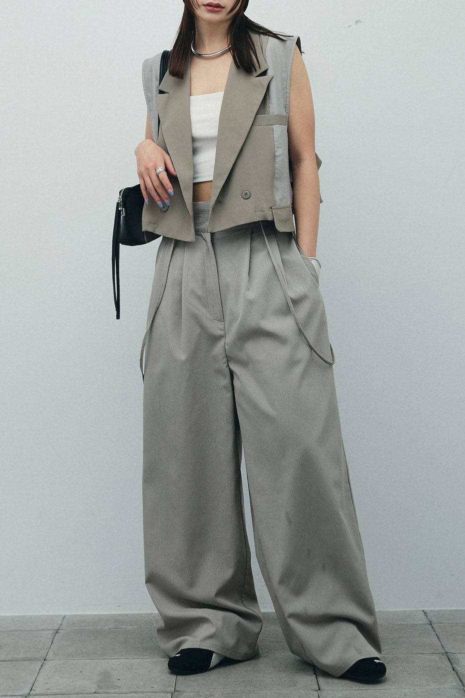 [予約/SET]ネーム入りアメスリタンク+テレコベーシックタンク+クレープタックワイドサロペット(3set)