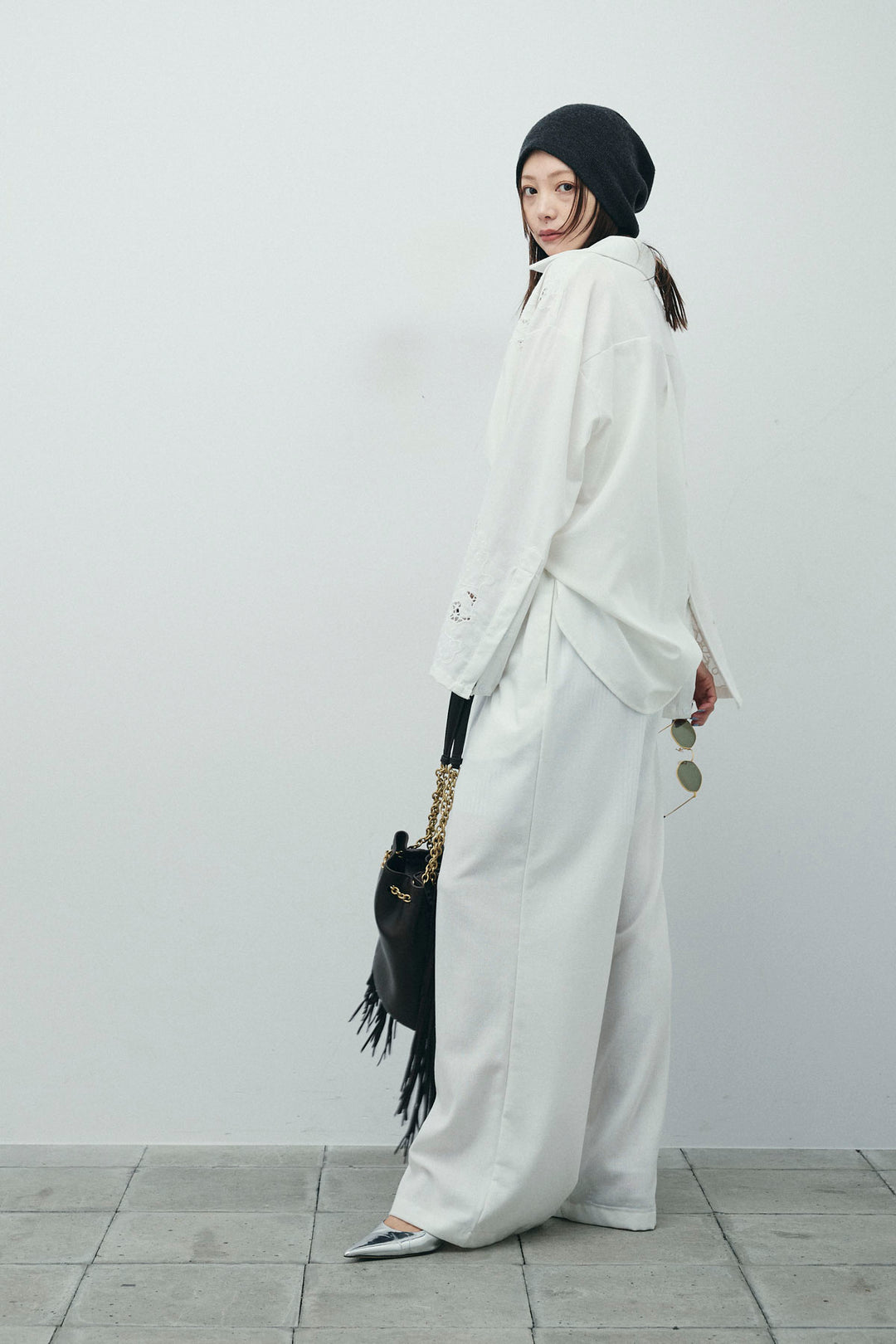 [予約/SET]カットワークレースセットアップ+ストライプイージーハーフパンツ(2set)