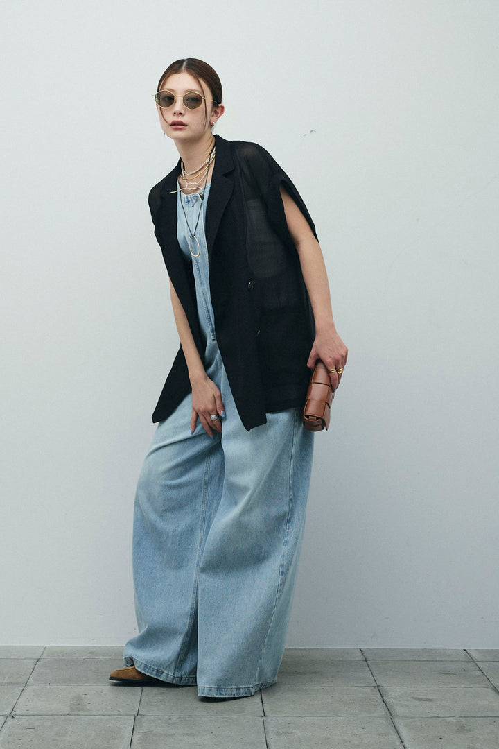 [予約]フロントジップアメスリデニムオールインワン