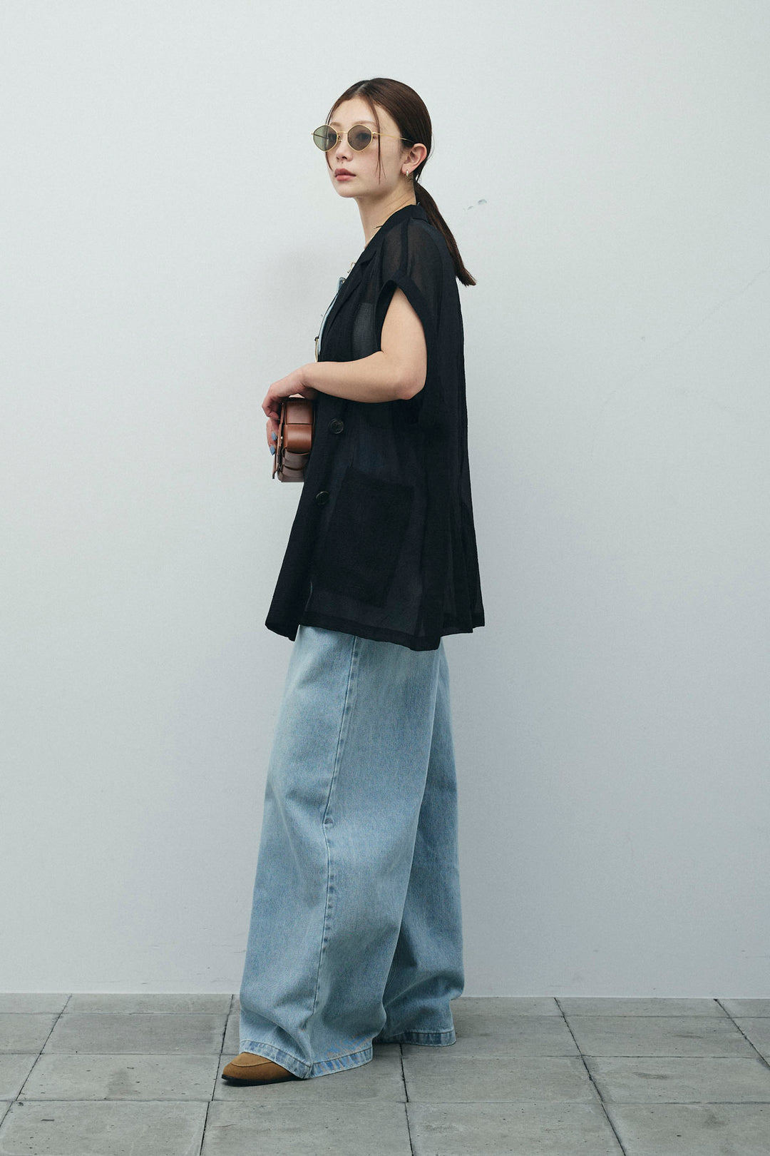 [予約/SET]ラメワッシャーダブルジレ+フロントジップアメスリデニムオールインワン(2set)