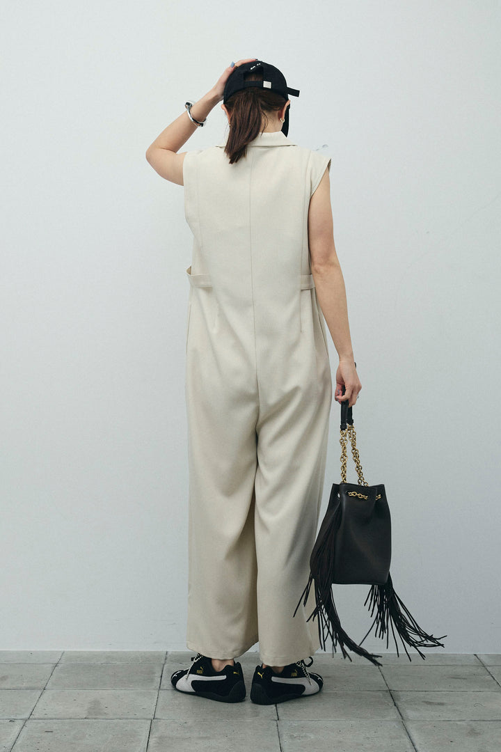 [予約/SET]ウエストデザインスリーブレスジャンプスーツ+テレコベーシックタンク+テレコベーシックタンク(3set)