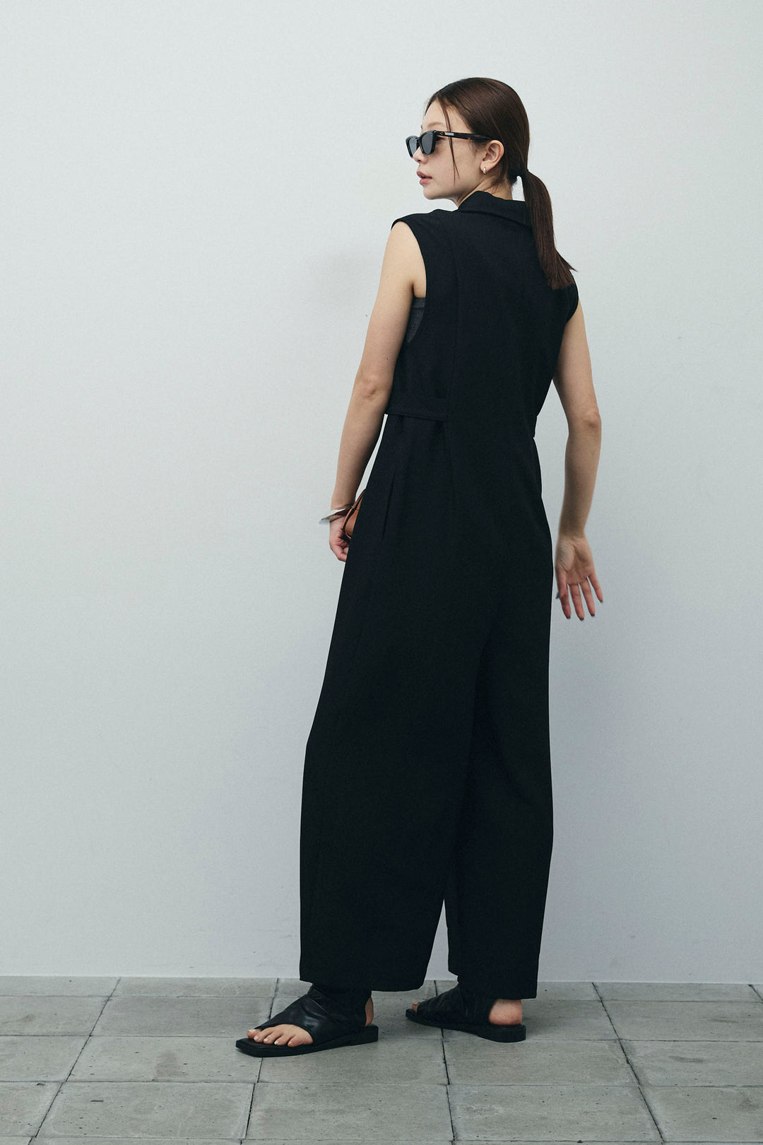 [予約/SET]ウエストデザインスリーブレスジャンプスーツ+テレコベーシックタンク+テレコベーシックタンク(3set)