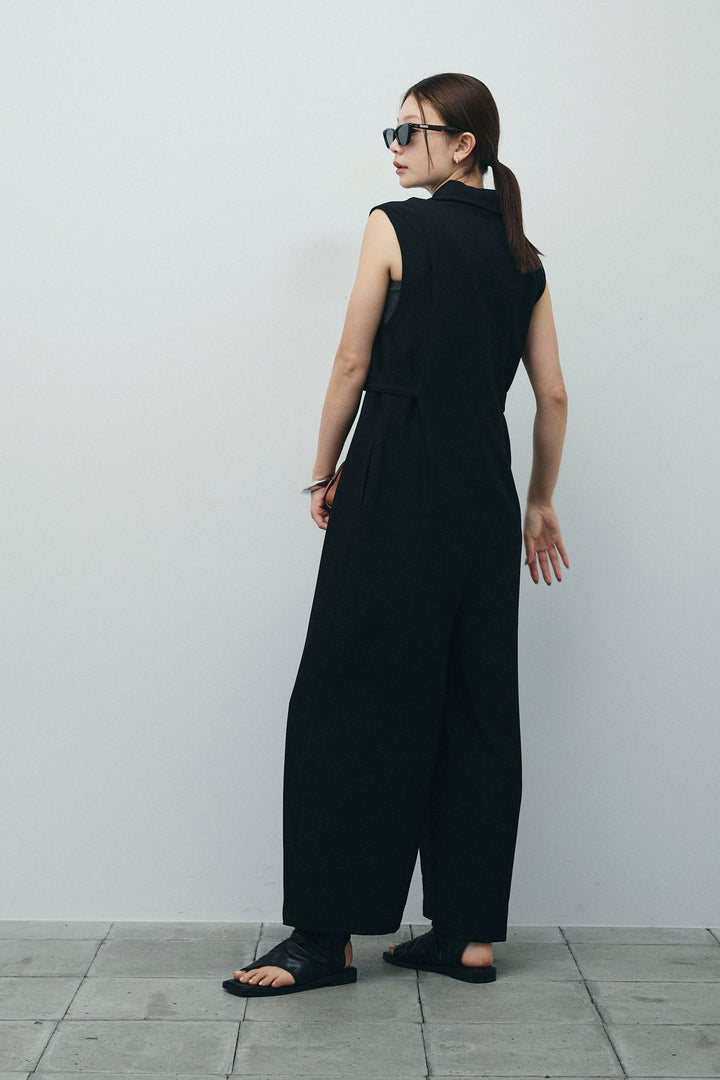 [予約/SET]ウエストデザインスリーブレスジャンプスーツ+テレコベーシックタンク+テレコベーシックタンク(3set)