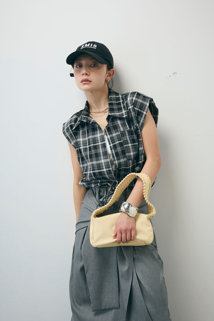 [予約/SET]シアーチェックショート丈ブラウス+フロントクロスタイトスカート(2set)