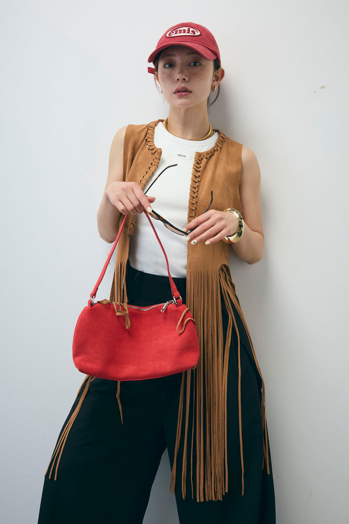 [予約]スウェードライクロングフリンジジレ