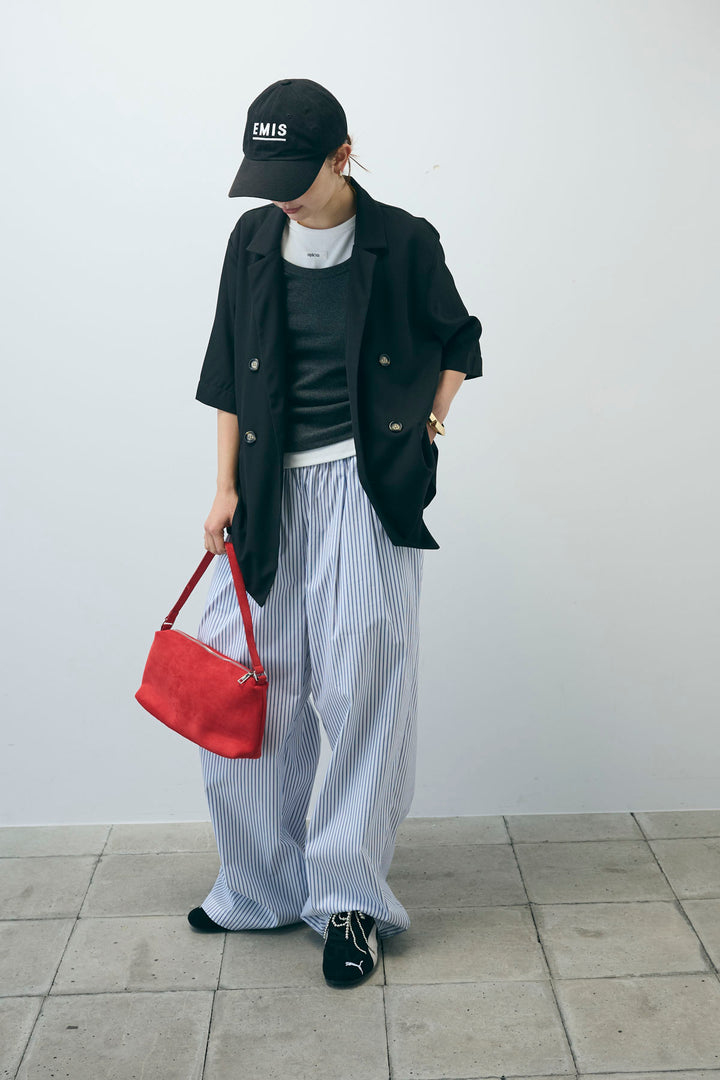 [予約/SET]半袖ダブルテーラードJK+ネーム入りアメスリタンク+テレコベーシックタンク+ストライプ イージー ワイド パンツ(4set)