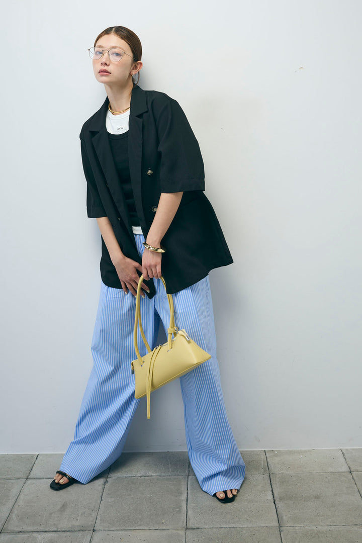 [予約/SET]半袖ダブルテーラードJK+ストライプ イージー ワイド パンツ(2set)