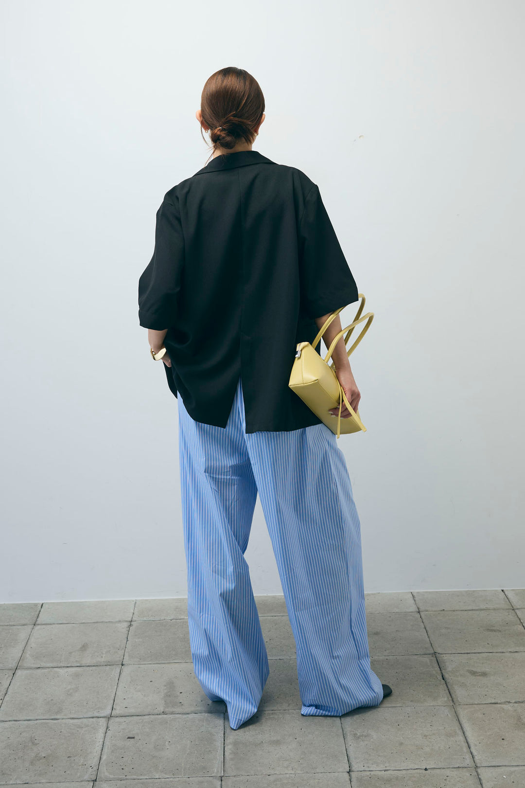 [予約/SET]半袖ダブルテーラードJK+ストライプ イージー ワイド パンツ(2set)