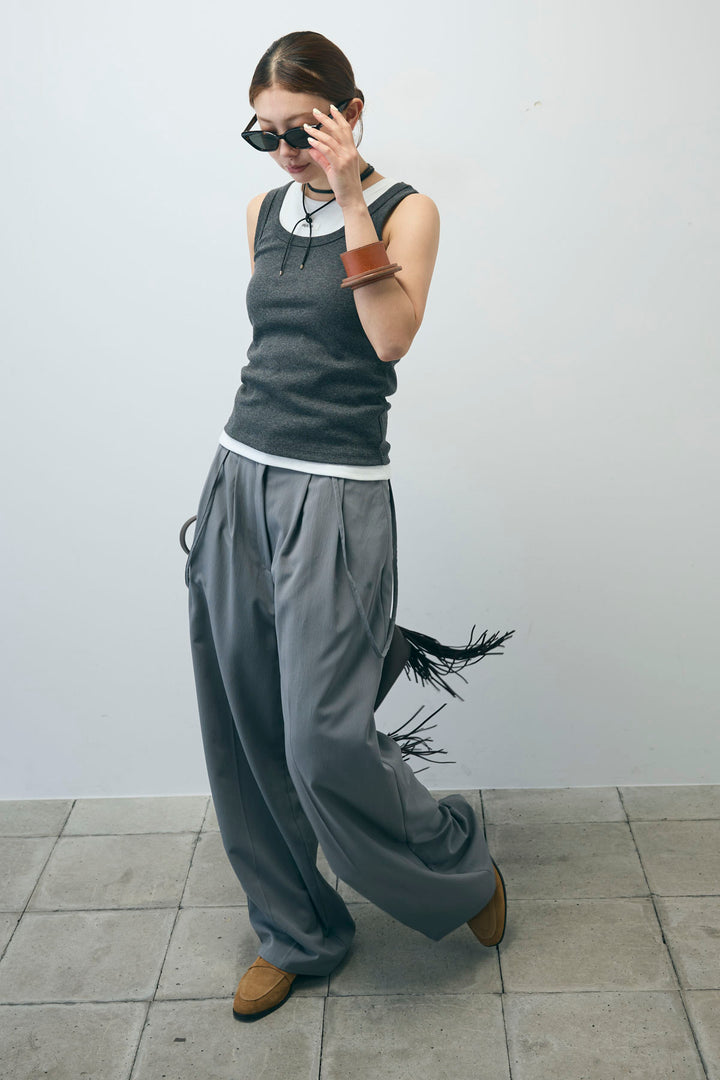 [予約/SET]ネーム入りアメスリタンク+テレコベーシックタンク+クレープタックワイドサロペット(3set)