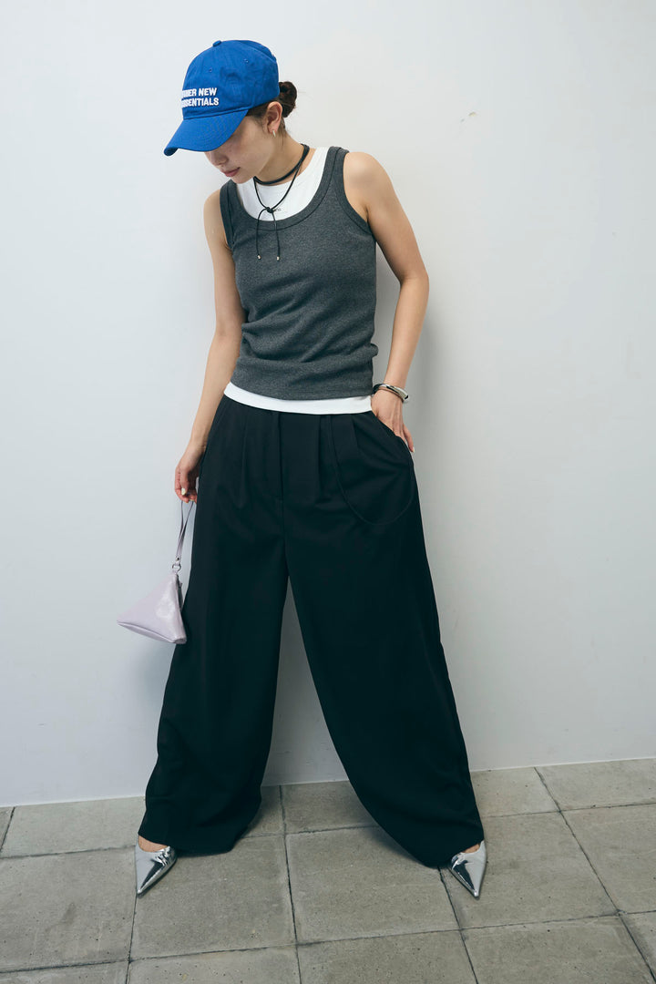 [予約/SET]ネーム入りアメスリタンク+テレコベーシックタンク+クレープタックワイドサロペット(3set)