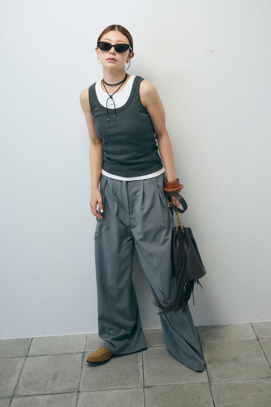 [予約/SET]ネーム入りアメスリタンク+テレコベーシックタンク+クレープタックワイドサロペット(3set)