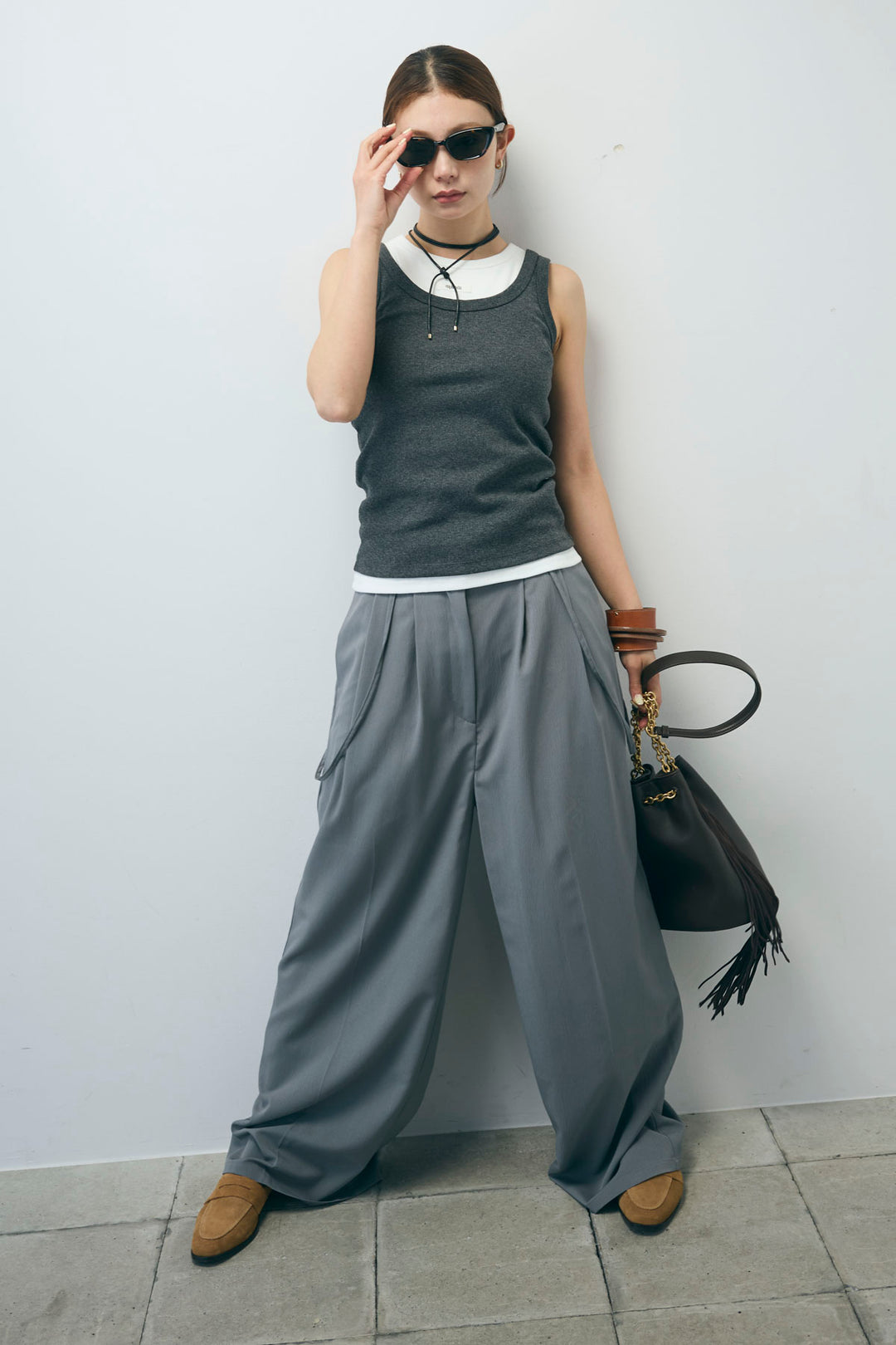 [予約/SET]ネーム入りアメスリタンク+テレコベーシックタンク+クレープタックワイドサロペット(3set)