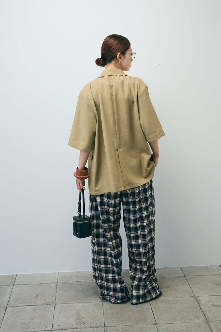 [予約/SET]半袖ダブルテーラードJK+チェックパンツ(2set)