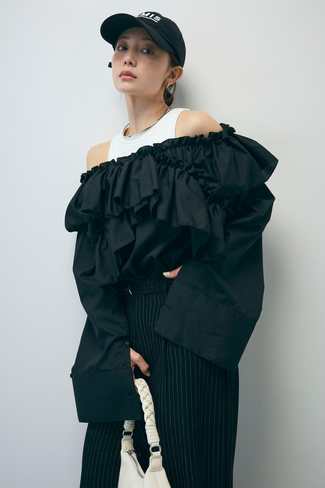 [予約]TCブロード2wayフリルオフショルブラウス