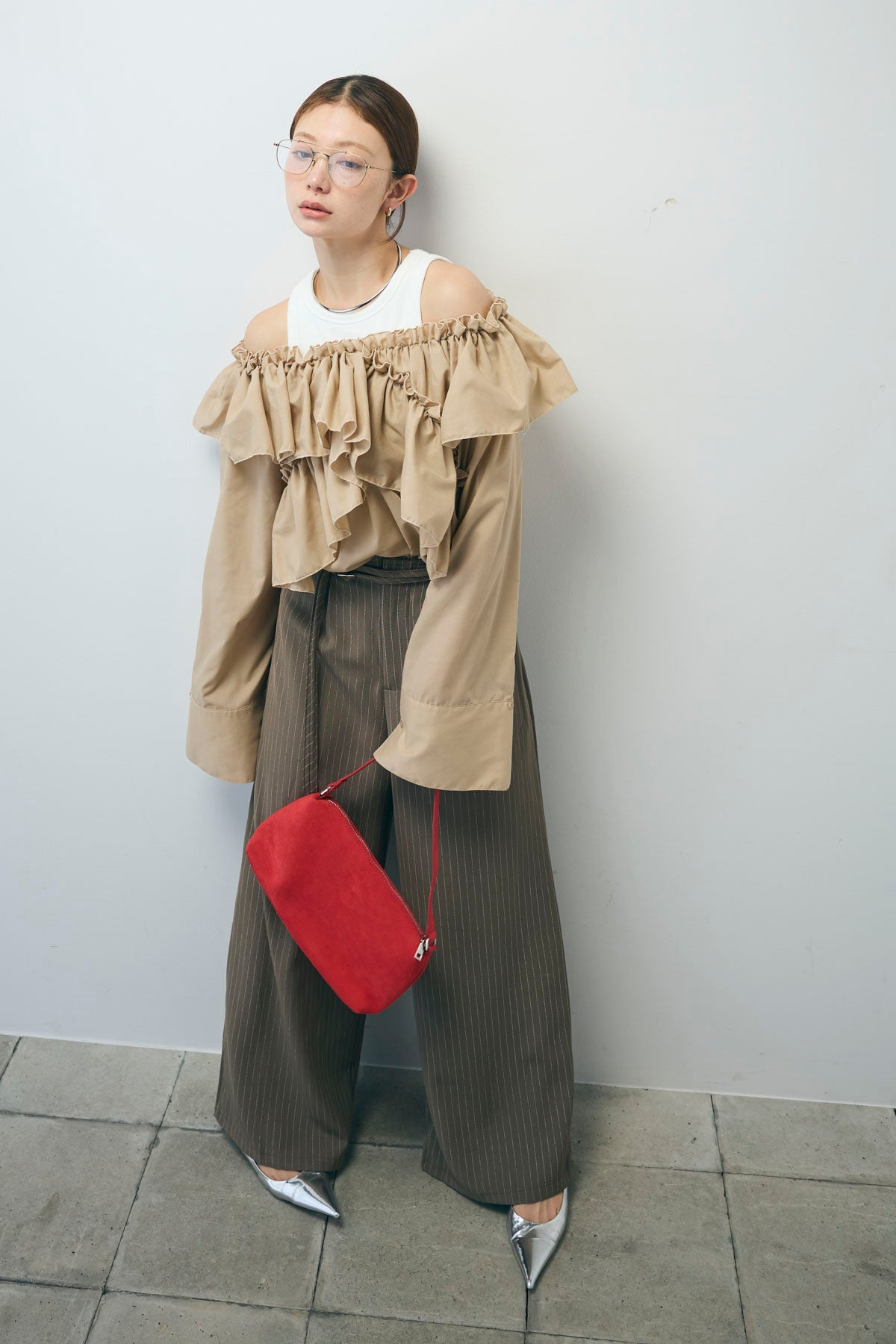 ANDREA&Co. アンドレアアンドコー スタッズダブルベルトパンツ