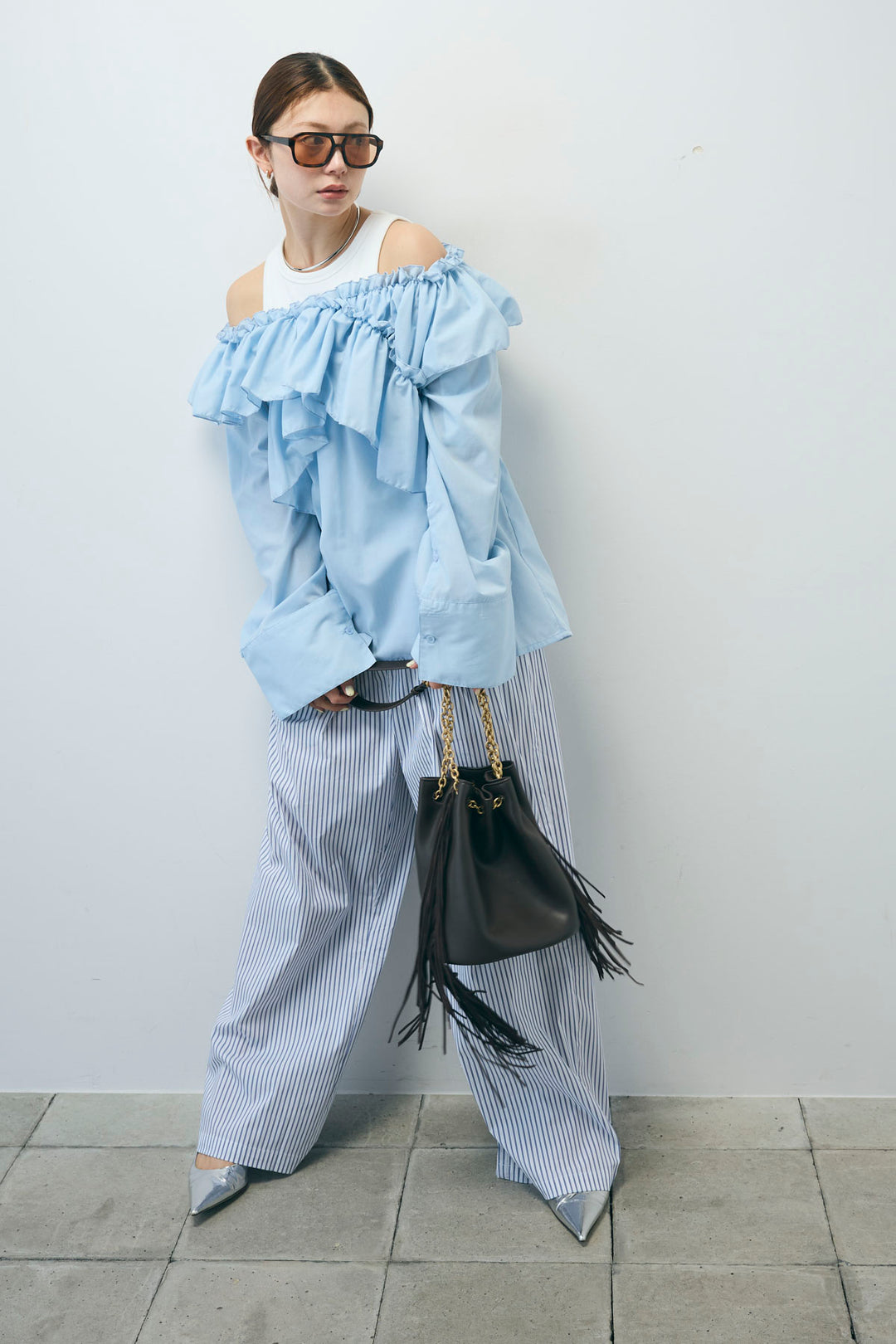 [予約]TCブロード2wayフリルオフショルブラウス