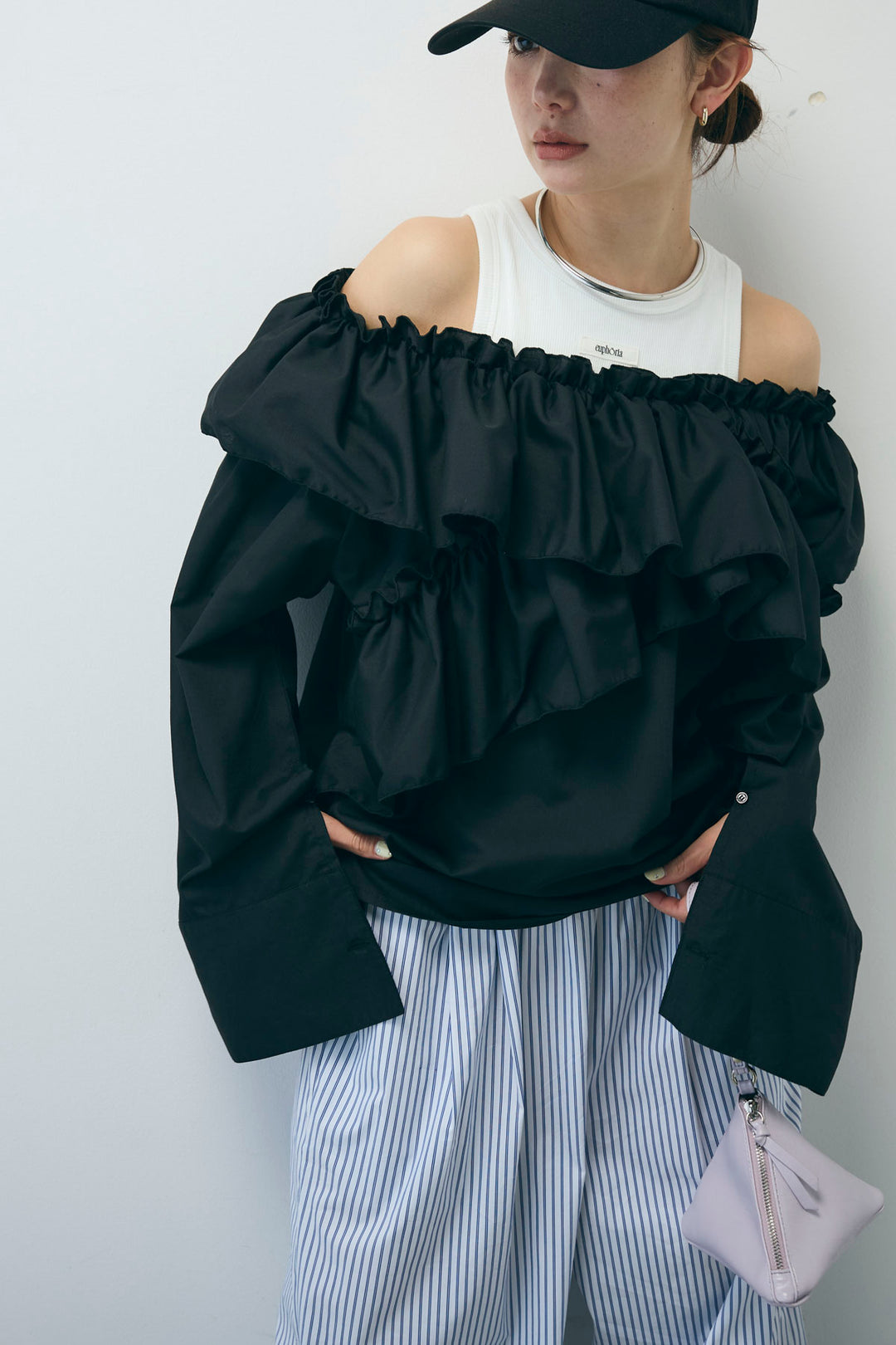 [予約]TCブロード2wayフリルオフショルブラウス